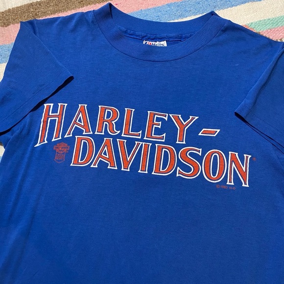 Vintage Harley-Davidson Shirt 80s Blue New Orleans - Picture 3 of 7